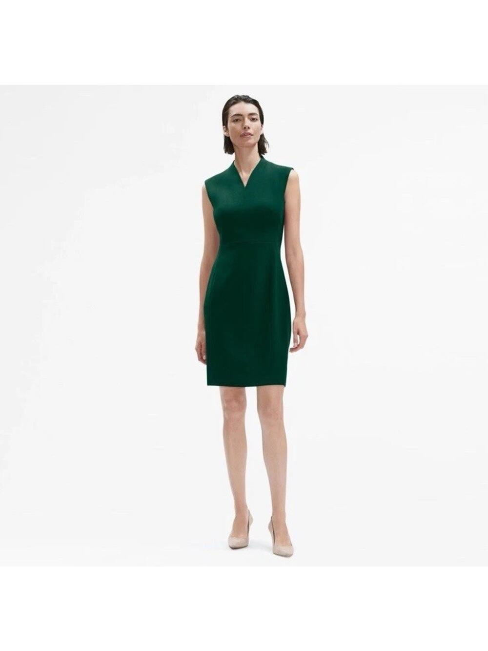 M.M.LaFleur The Aditi Dress Viridian Green WonderTex Sheath Sz 14 Corporate
